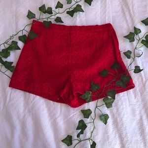 Bright red embroidered shorts